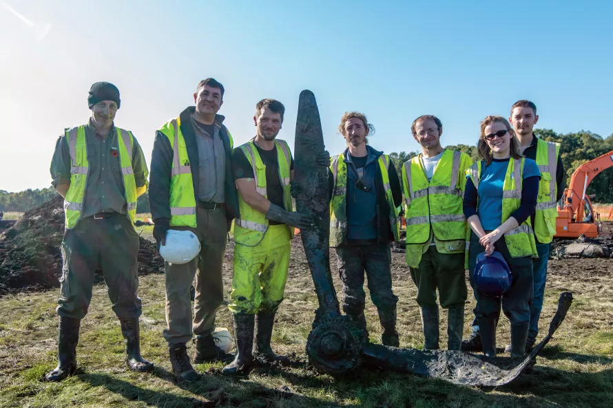 The team who excavated the Great Fen Spitfire