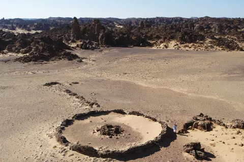 aerial view of a tomb  