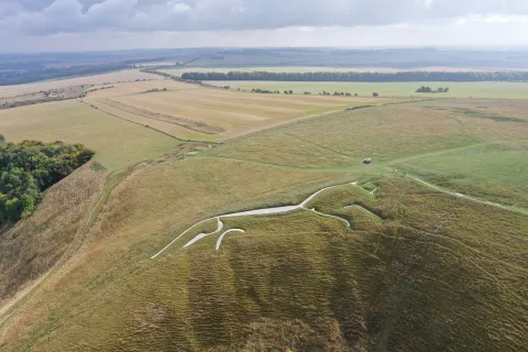 Aerial view of the White Horse on the first day of the investigations in 2023. 