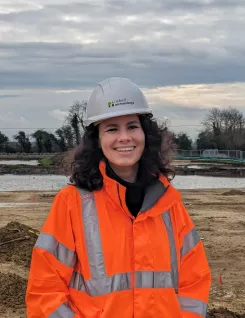 Image of Community Archaeology Manager Ayesha Purcell on a site visit