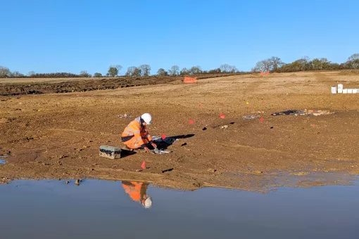 Lauren excavating Roman cremations 