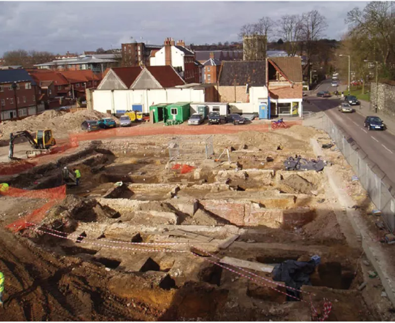 View of the excavations in Norwich; the findings were written in the OA's publication about early medieval Norwich. 