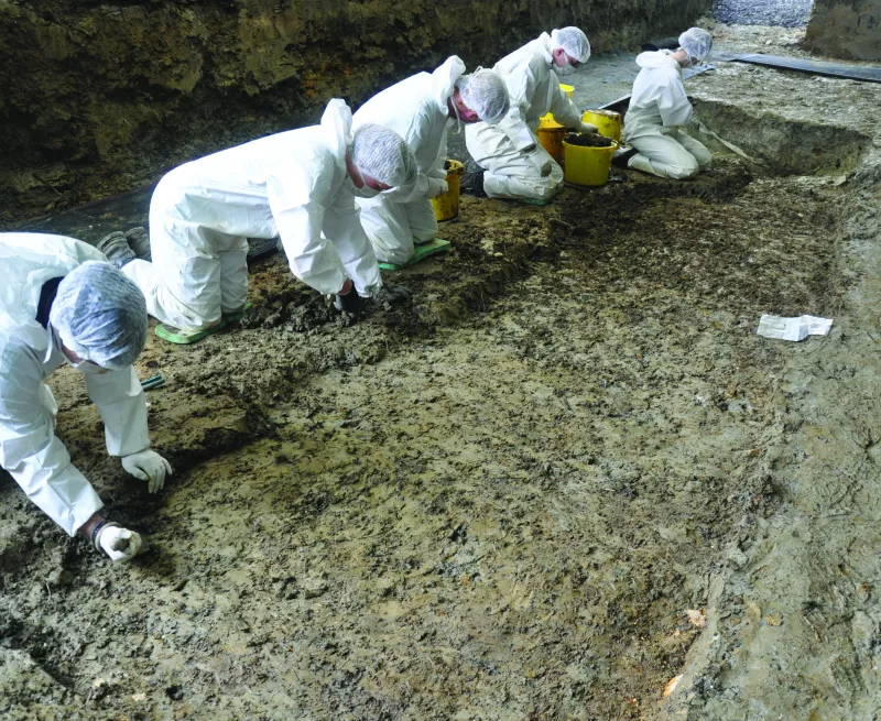 Excavating one of the WWI mass graves in Fromelles, Northern France